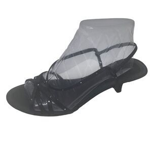 Bandolino Dressy Strappy Sandal Size 9.5 M Black Fabric‎ with Rhinestones Womans